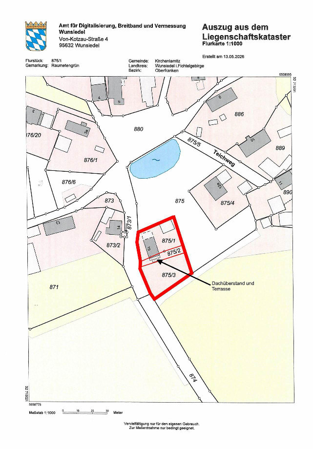 Einfamilienhaus mit Schuppen und Gartengrundstücken in Raumetengrün