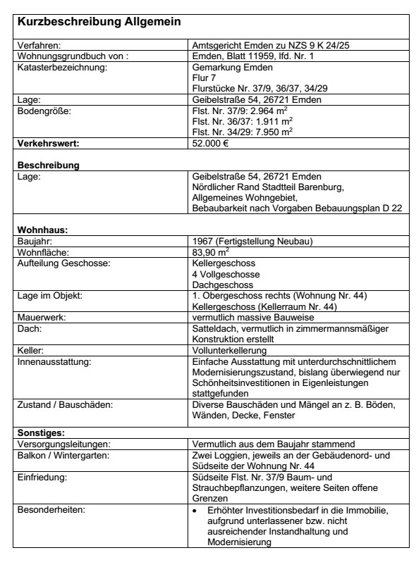 Eigentumswohnung Nr. 44 in Emden-Barenburg – Zwangsversteigerung am 26.10.2026