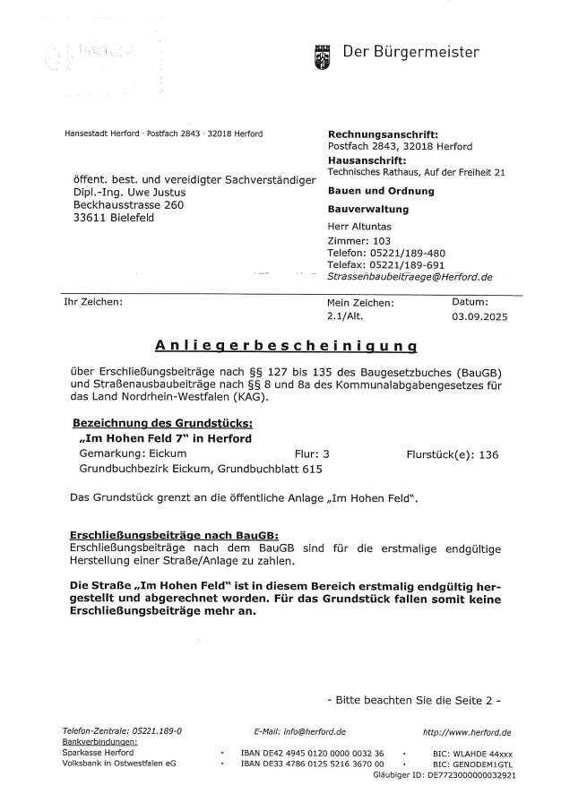Zweifamilienhaus mit Doppelgarage in Herford-Eickum